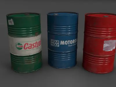 Barrels oil cans Low-poly 3D model