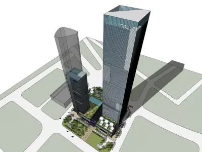 SU Model of Modern Super High rise Office Building Complex 3D model