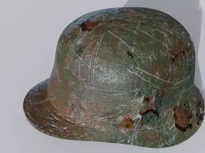 Rusted WW II Helmet Low-poly 3D model