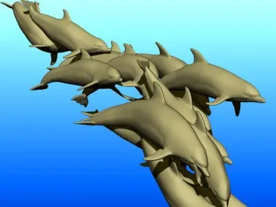 A pod of Dolphins 3D model