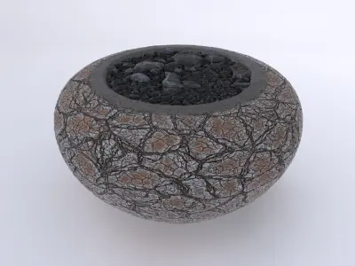 Flowerpot fire bowl Free low-poly 3D model