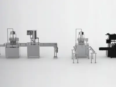 Liquid filling machine assembly line 3D model