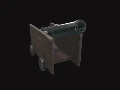 Medieval Cannon V03 Old Low-poly 3D model
