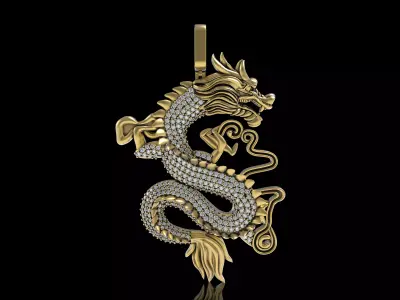 Antique Dragon Diamond Pendant 3D print model