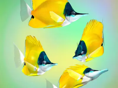 Fish Forcipiger Flavissimus Low-poly 3D model