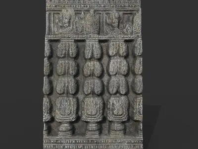Ancient Hindu Temple Wall modular Ultra HD 16K Texture - 221009 Low-poly 3D model