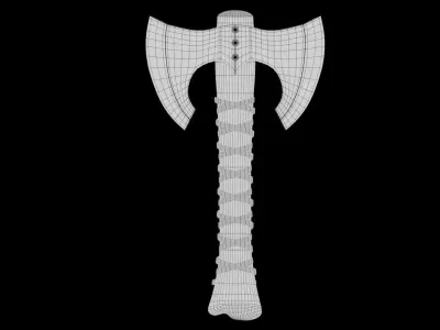 Damaged Worn-Down Medieval Axe Low-poly 3D model