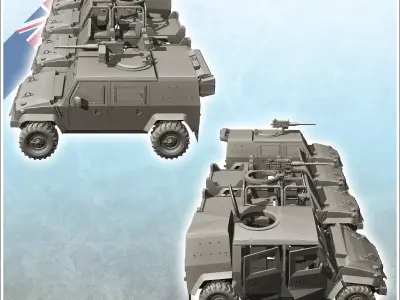 Set of British vehicles Iveco LMV Lince Panther CLV with differe 3D print model
