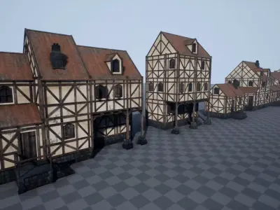 Modular Medieval House Low-poly 3D model