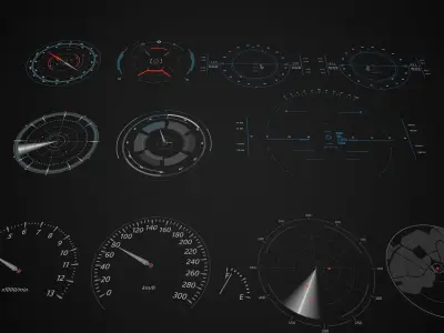 Sci-Fi Hud Elements dashboard 3D model
