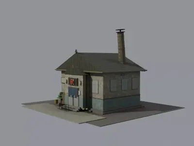 Abandoned Japanese Sento Bathhouse Exterior  Low-poly 3D model
