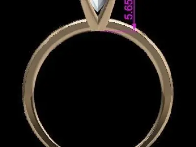 Dainty Solitaire 4 Prong Engagement Ring 5MM 3D print model