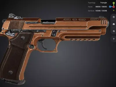 Bronze Pistol 3D model