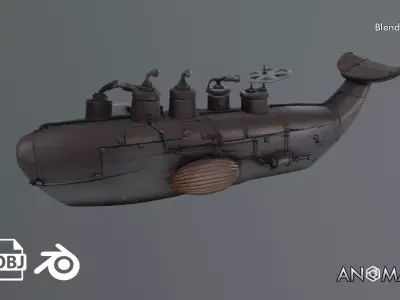 steampunk submarine Free 3D model