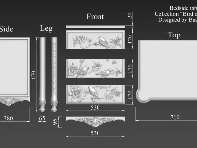 Bedside table 3D model for CNC 3D model
