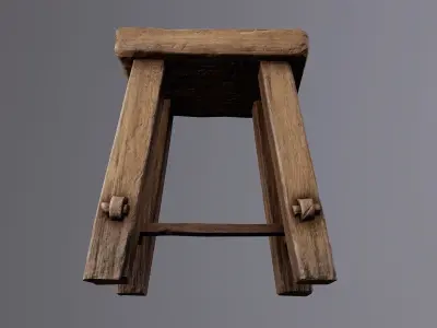Medieval stool Low-poly 3D model