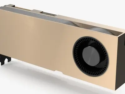 High-End RTX A6000 GDDR6 Graphics Card Gold 3D model