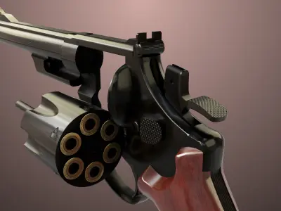 Revolver 01 Model M29 All PBR Unity UE Textures Low-poly 3D model