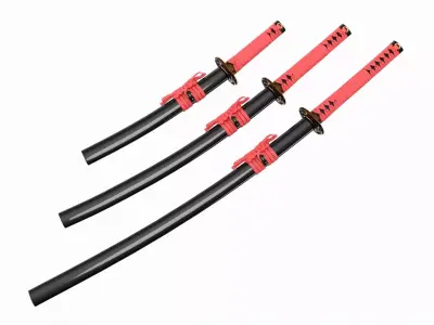 Japanese Katana Wakizashi Tanto Set 3D model