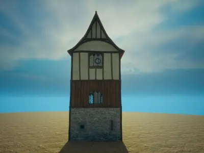 Medieval old House4-interior and exterior design Low-poly 3D model