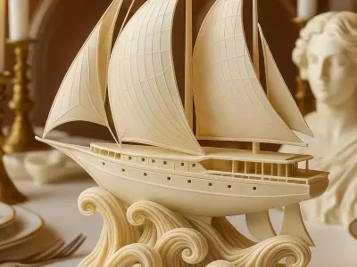 A ship on the waves Free 3D print model