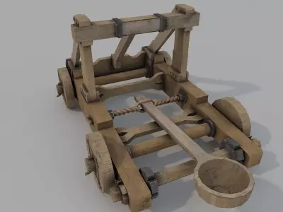 Catapult Low Poly 3D model wooden Low-poly 3D model