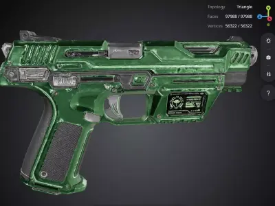 Green Pistol 3D model get