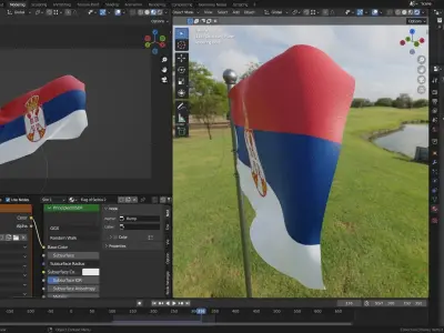 Animated Serbia Flags 3D model