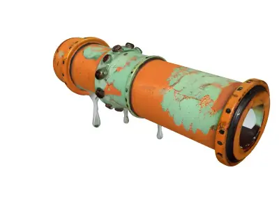 Old Industrial Pipe with Drips Low-poly 3D model