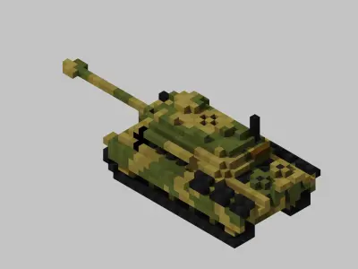 Jagdpanzer V Jagdpanther Tank Voxel Low-poly 3D model