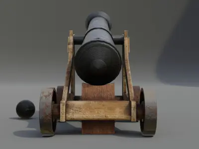 Cannon Low-poly 3D model 11