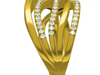 Antique Criss Cross Wave Diamond Ring 3D print model
