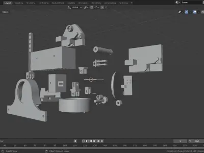 Randome parts for decoration from various 3D printing Projects Low-poly 3D model