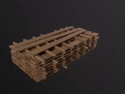 Wood Board Stock 3D Model Low-poly 3D model