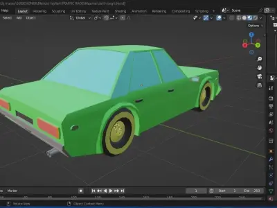 Car Green 3D LOWPOLY Free low-poly 3D model