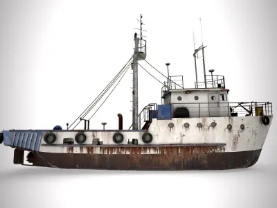 Old Vessel Ship  Low-poly 3D model