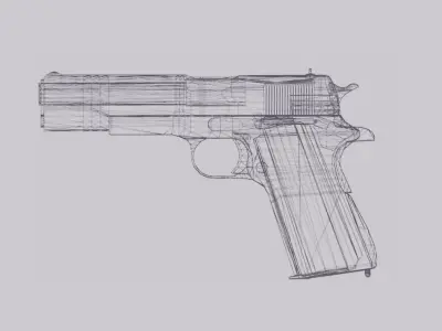 Colt M1911A1 Stylised WW2 Pistol Low-poly 3D model