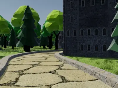 Medieval Village Landscape 3D model purchase