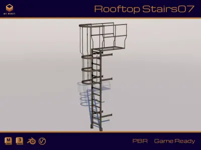 Rooftop Stairs 07 Low-poly 3D model