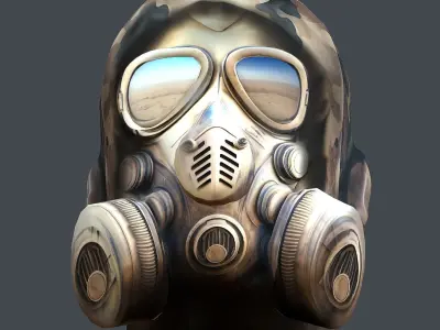 Gas mask helmet 3d model military combat Low-poly Low-poly 3D model 15