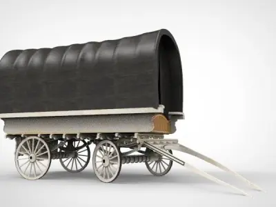 fantasy caravan cart Low-poly 3D model