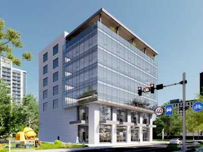 office building Low-poly 3D model 3