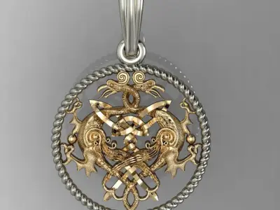  beautyful  pendant with griffin  3D print model