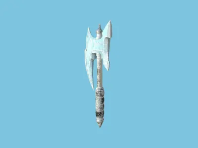 Medieval Battle Axe 08 Ice Elemental - Fantasy Weaponry Low-poly 3D model