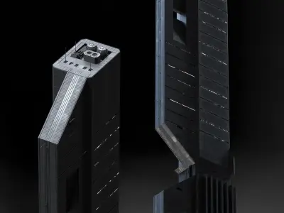 Brutalist Scifi Future Building 03 3D model