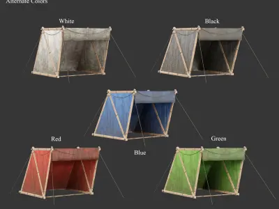 Medieval Knightly Camp Tent Medium Low-poly 3D model