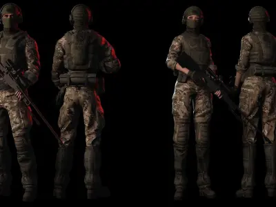 Rapid Fire Military Character - Sniper Low-poly 3D model