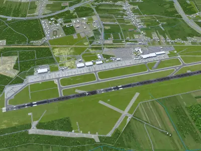 Katowice Wojciech Korfanty Airport 10km Low-poly 3D model