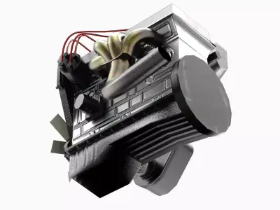 4AGE Toyota Engine Low-poly 3D model