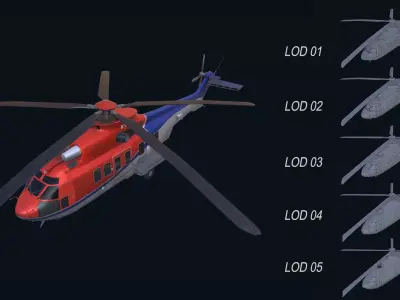 Asset - Army -EC225 Super Puma MkII 3D MODEL Low-poly 3D model